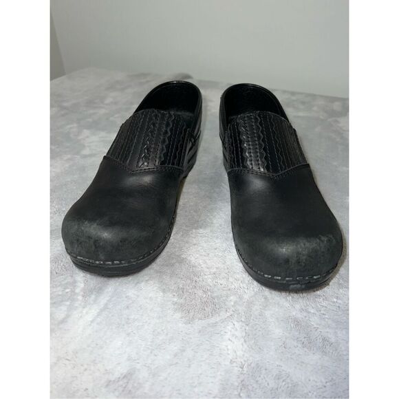 Womens Sanita Professional Slip On Clogs EU 37/US 6.5-7 Black Leather Round Toe - Picture 3 of 10